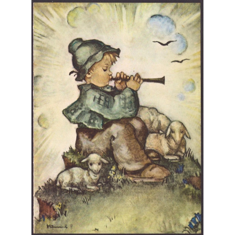 Vintage Hummel Greeting Card Flute Player West Germany Emil Fink Verlag